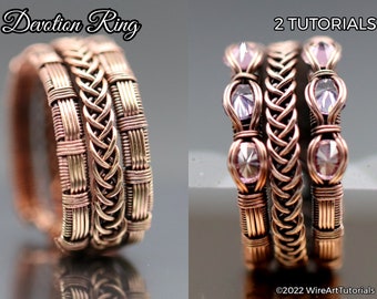 TUTORIAL Devotion Ring PDF pattern,wire wrapped woven jewelry, crystal stone setting, DIY jewellery making, step by step, hobby craft idea