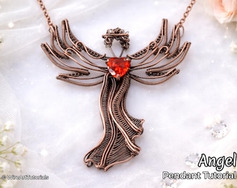 Wire wrap tutorial Angel pendant, necklace crystal DIY jewelry making, wire weaving, wire art tutorials, WireArtTutorials , wire wrapping