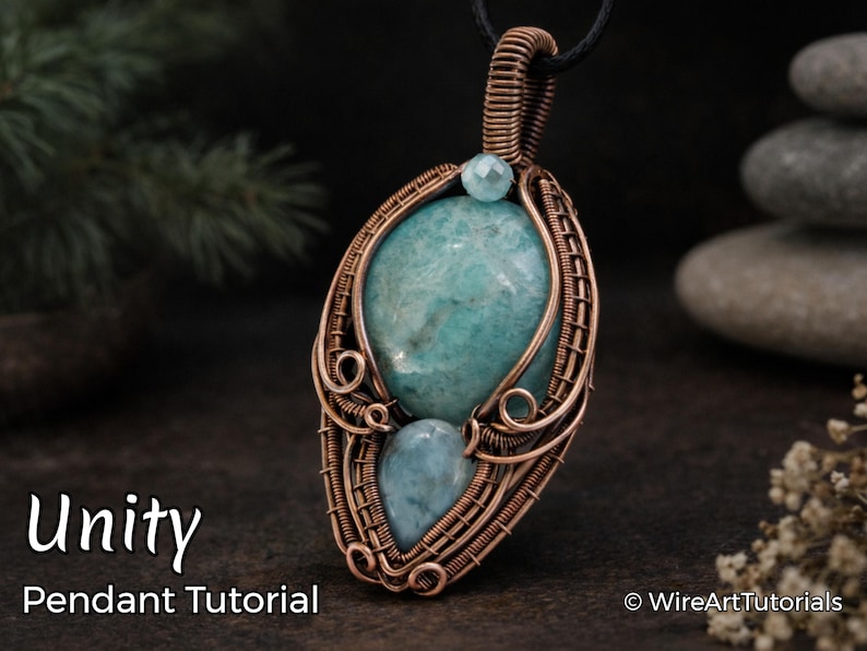 Tutorial de arte em arame para pingente cabochão Unity, padrão de tecelagem, joias DIY, confecção de joias, tecelagem, tutoriais de arte em arame imagem 1