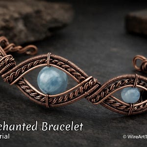 Tutoriales de WireArt: pulsera encantada con envoltura de alambre, patrón de envoltura de alambre, joyería DIY, abalorios, fabricación de joyas