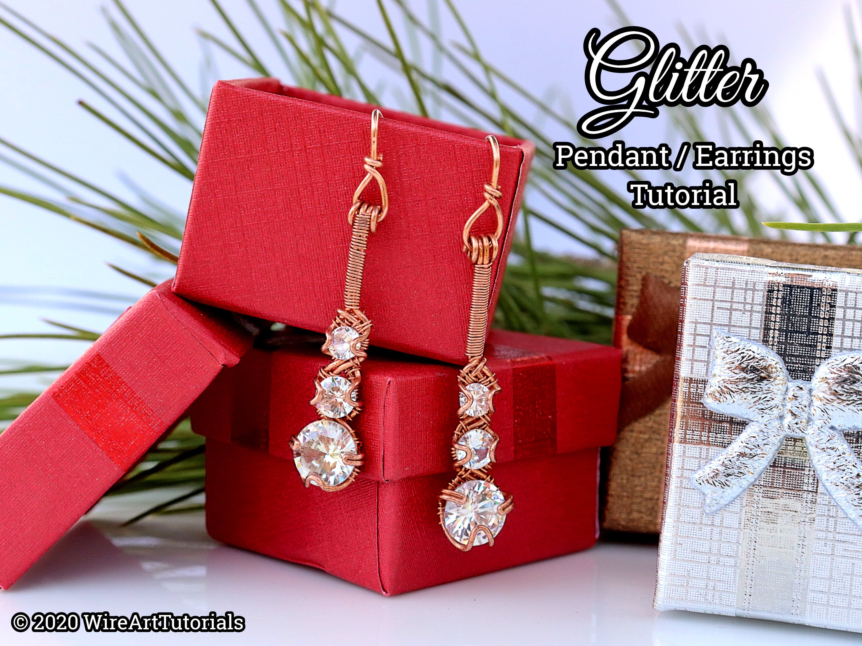 WireArtTutorials Glitter pendant, earrings wire wrap tutorial, wrapping