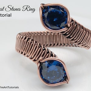 TUTORIAL Dearest Stones Adjustable Ring PDF pattern, unisex wire wrapped woven jewelry, wire braiding, DIY jewellery making, hobby craft