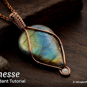 WireArtTutorials Finesse pendant, wire wrap tutorial, cabochon setting pattern, DIY jewelry making, weaving, braiding, step by step art