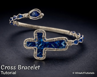 Zelfstudie kruisarmband, les draadwikkelen, doe-het-zelf sieraden maken, weven, stap voor stap kunstsieraden, ambachtelijk idee, instelling kristalkanaal