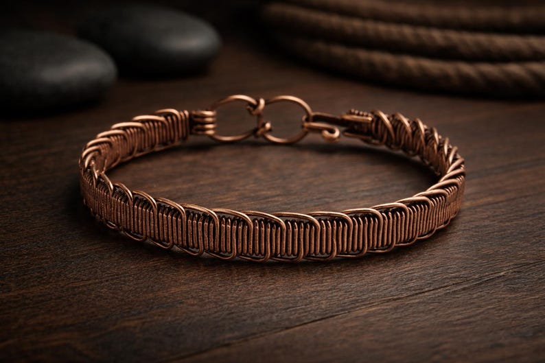 Tutorial per bracciale intrecciato tribale WireArtTutorials, modello di tessitura, creazione di gioielli fai da te, tutorial di wire art, design unisex immagine 2