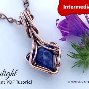 Wire wrap tutorial,wire wrapping pattern WireArtTutorials Enlight pendant,crystal DIY jewelry,jewelry making,wire weaving,wire art tutorials