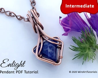 Wire wrap tutorial,wire wrapping pattern WireArtTutorials Enlight pendant,crystal DIY jewelry,jewelry making,wire weaving,wire art tutorials