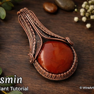 Wire wrap tutorial,wire wrapping pattern WireArtTutorials Jasmin cabochon pendant,DIY jewelry,jewelry making,wire weaving,wire art tutorials
