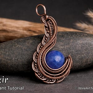 WireArtTutorials Elixir braided pendant tutorial,wire wrap pattern, DIY jewellery making, weaving, wrapping, craft idea, beginner lesson