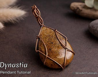 Tutorial de colgante de alambre Dynastia, joyería con cabujón, lección de artesanía, joyería artística, regalo DIY, patrón de tejido de alambre