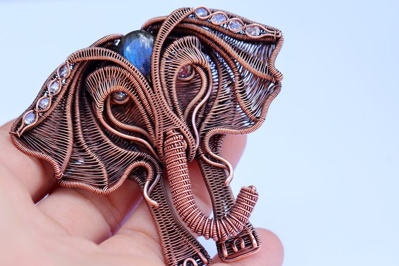 WireArtTutorials Elephant Pendant Tutorial, animal jewelry making, DIY pattern, lesson, cabochon channel setting, wire wrapping weaving image 3