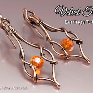 WireArtTutorials Velvet Tulip earrings wire wrap tutorial, weaving pattern,DIY jewelry making, wire art tutorials, beaded jewellery design