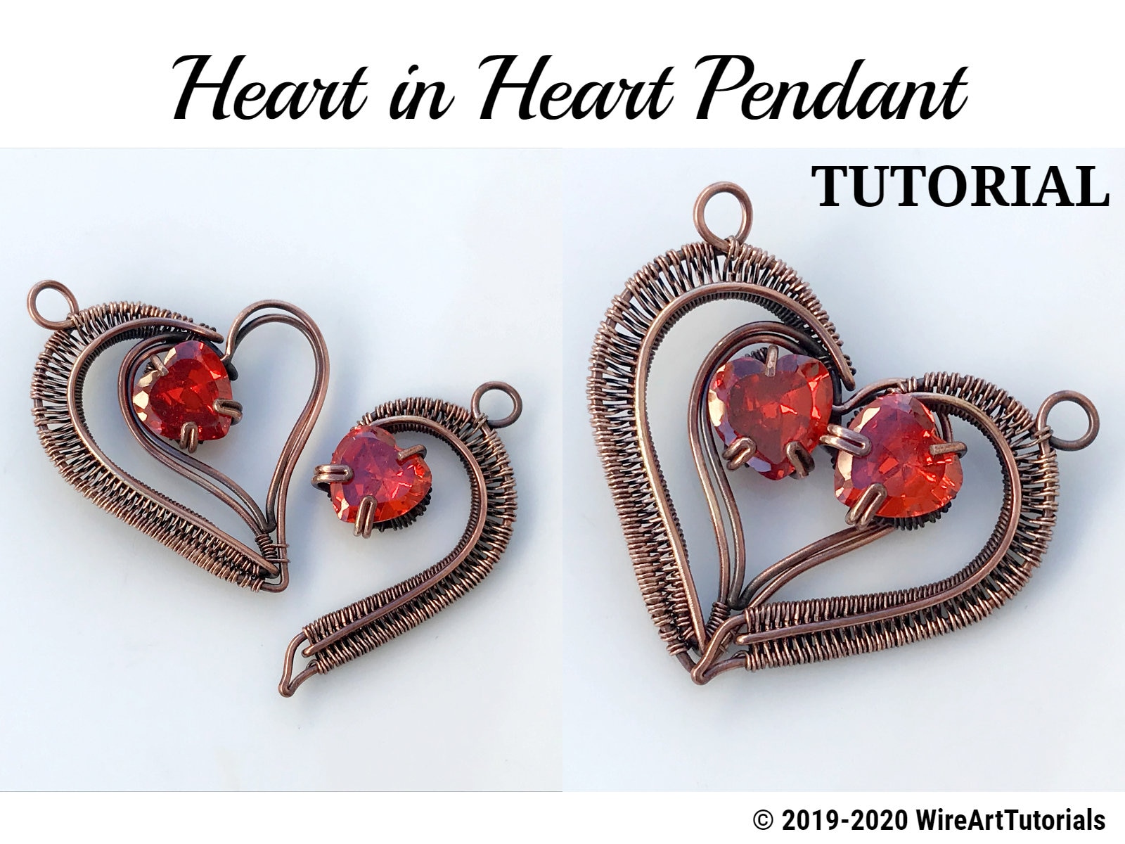TUTORIAL Heart in heart pendant PDF pattern,wire wrap weave jewelry
