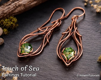 TUTORIAL Touch of Sea Ohrringe Draht gewickelt, Schmuckherstellung, PDF Muster, Kupfer DIY Schmuck, Drahtkunst Tutorials, Design-Anleitung