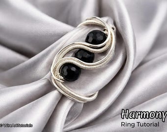 Harmony Ring, wire wrap tutorial, bead setting pattern, DIY jewelry making, weaving, step by step art jewellery