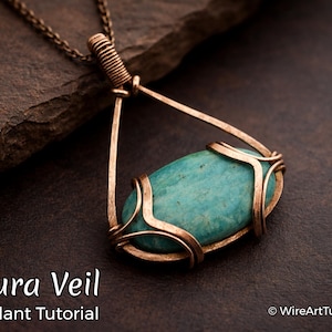 Azura Schleier Anhänger, Wire Wrap Anleitung, Cabochon Fassungsmuster, DIY Schmuckherstellung, Weben, Schritt für Schritt Kunstschmuck