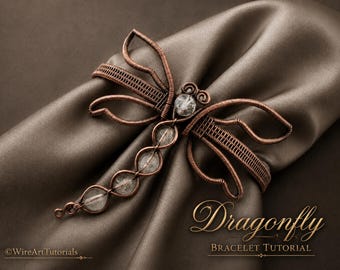 トンボブレスレットのチュートリアル、ワイヤーラッピングレッスン、DIYジュエリー作り、織り、ステップバイステップのアートジュエリー、クラフトアイデア、ビーズセッティング、ビーズ