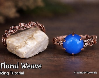 Wire wrap tutorial, wire wrapping tutorial, pattern by WireArtTutorials: Floral Weave Ring, DIY jewelry jewelry making, wire weaving class