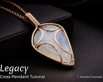 Legacy Cross-hanger, tutorial wire wrap, cabochon-instellingspatroon, DIY-sieraden maken, weven, stap voor stap kunstsieraden