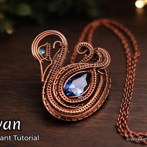 Wire wrap, weaving tutorial, pattern by WireArtTutorials: Swan animal pendant, DIY jewelry making, step by step craft design, gift idea