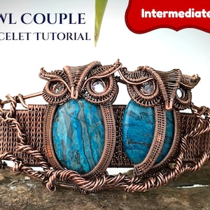 Wire wrap tutorial, wire wrapping tutorial, pattern by WireArtTutorials: Owl bracelet, DIY jewelry, jewelry making, wire weaving tutorial