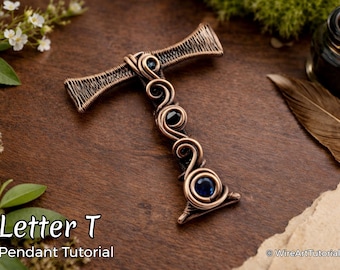 WireArtTutorials Letter T pendant wire wrap tutorial, weaving pattern, DIY jewelry, crystal jewellery making, weaving, wire art tutorials
