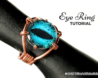 Wire wrap tutorial, wire wrapping tutorial, pattern by WireArtTutorials: Eye Ring, DIY jewelry jewelry making, wire weaving tutorial