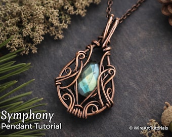 WireArtTutorials Symphony cabochon pendant tutorial, wire wrap pattern, DIY jewellery making, weaving, wrapping, wire art tutorials, craft
