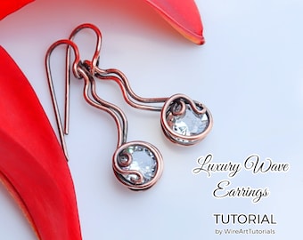 Wire wrap tutorial Luxury Wave earrings, crystal DIY jewelry making,wire weaving, wrapping, wire art tutorials, WireArtTutorials, pattern