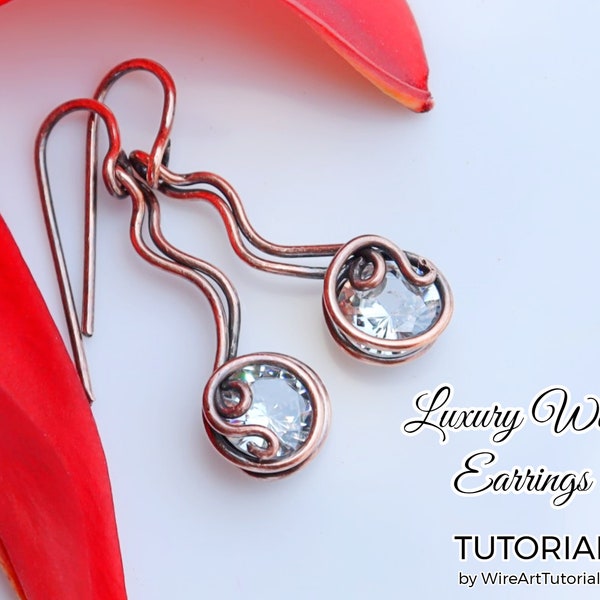 Wire wrap tutorial Luxury Wave earrings, crystal DIY jewelry making,wire weaving, wrapping, wire art tutorials, WireArtTutorials, pattern