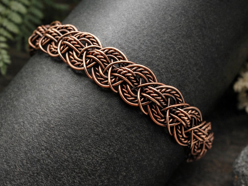 WireArtTutorials Tutoriel d'enroulement de bracelet tressé exotique, modèle, fabrication de bijoux DIY, emballage, tissage, tressage art du cuivre image 2