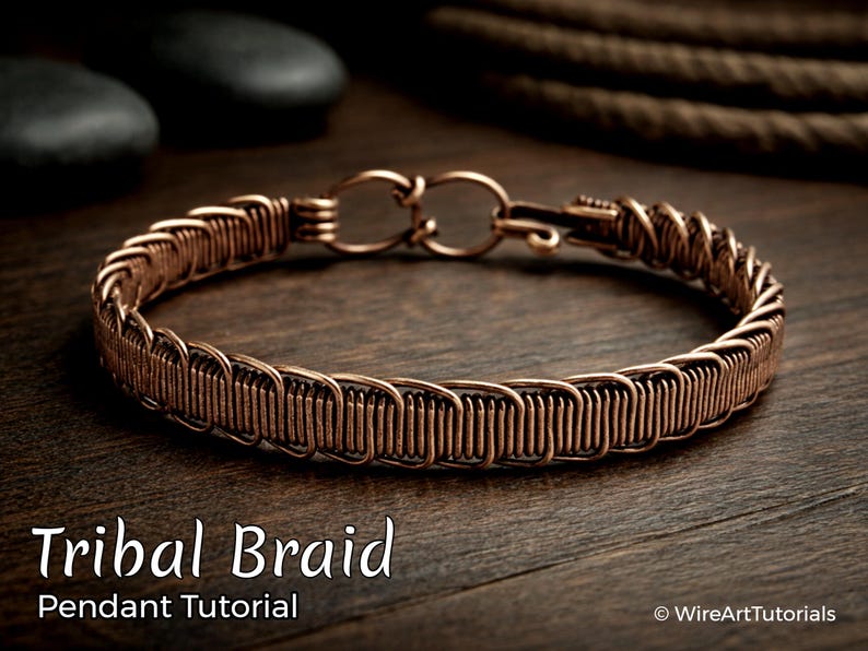 Tutorial per bracciale intrecciato tribale WireArtTutorials, modello di tessitura, creazione di gioielli fai da te, tutorial di wire art, design unisex immagine 1