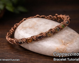 Wire Wrap Tutorial, Drahtgewebemuster, WireArtTutorials Cappuccino Armband,Schmuckherstellung,Draht Weben, Drahtkunst Anleitungen