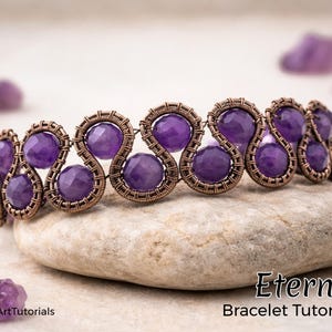 Eternity Beaded Bracelet Tutorial, wire wrapping, beading lesson, DIY jewelry making, weaving, step by step art jewellery, craft idea