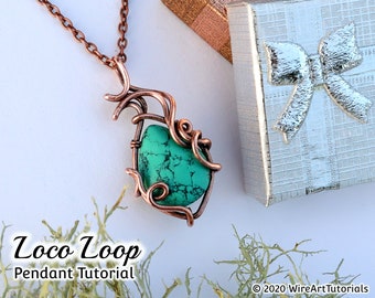 Wire wrap tutorial Loco Loop pendant,necklace crystal DIY jewelry making, wire weaving, wire art tutorials, WireArtTutorials , wire wrapping