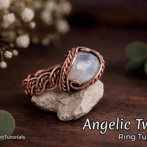 TUTORIAL Anello Angelic Twirl in formato PDF, modello per avvolgimento con filo metallico, creazione di gioielli fai da te, tessitura, avvolgimento, tutorial di arte con filo metallico, idea artigianale, perline