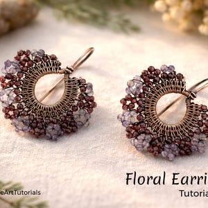WireArtTutorials Floral Earrings wire wrap tutorial, weaving pattern, DIY jewelry making, bead setting, wire art tutorials, beading