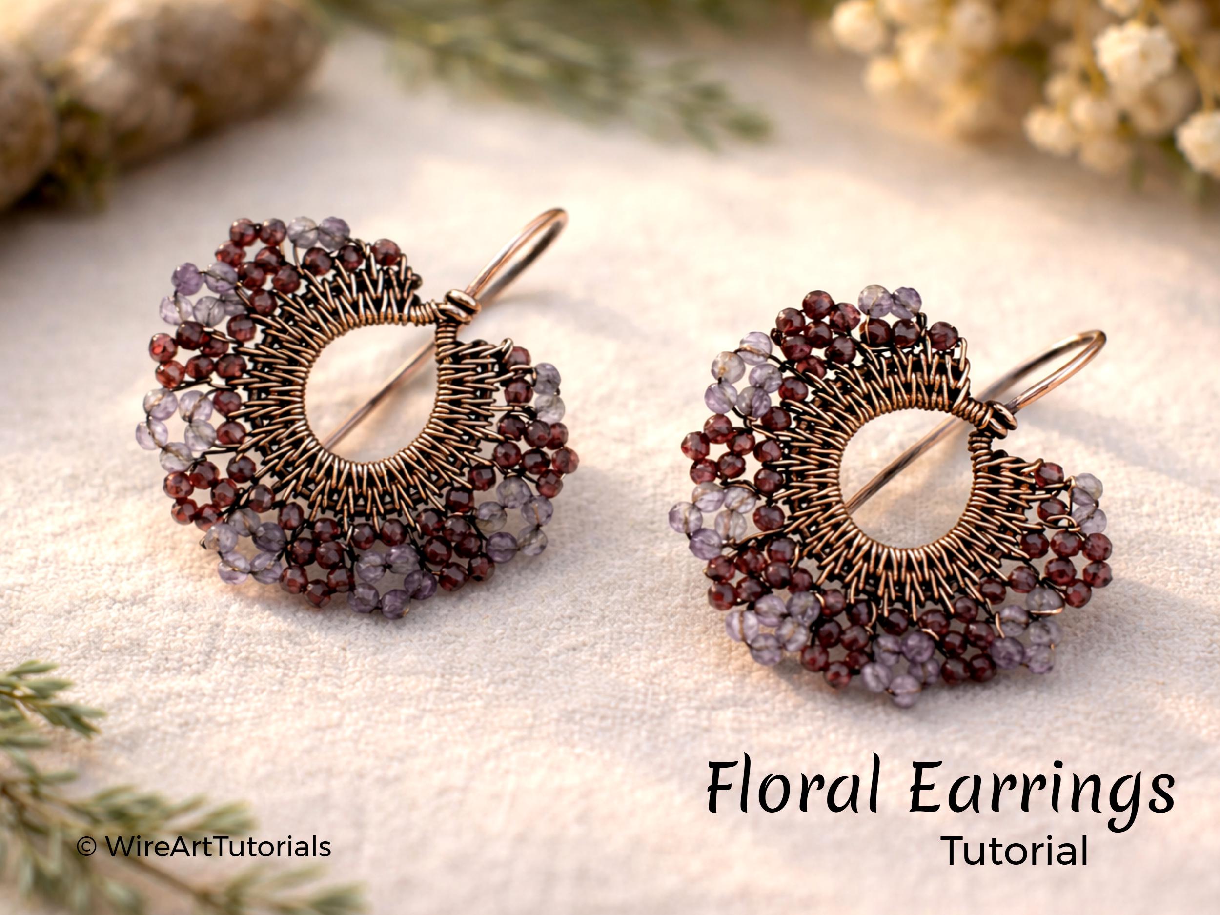 Wirearttutorials Floral Earrings Wire Wrap Tutorial, Weaving Pattern ...