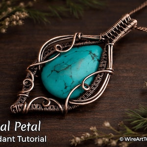 WireArtTutorials Loyal Petal pendant, wire wrap tutorial, crystal setting pattern, DIY jewelry making, weaving, step by step art
