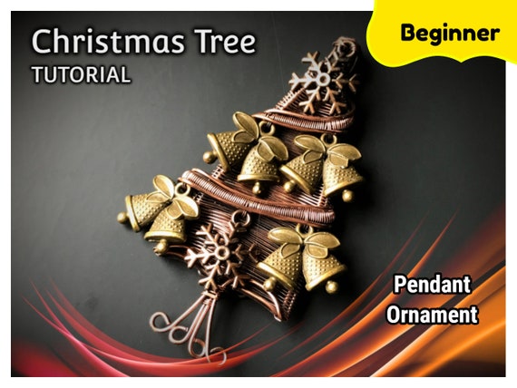 TUTORIAL "Christmas Tree" pendant PDF pattern book,wire wrap weave,wrapping weaving,wrapped woven, jewelry making, stone setting, ornament