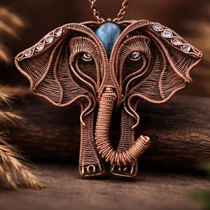 WireArtTutorials Elephant Pendant Tutorial, animal jewelry making, DIY pattern, lesson, cabochon channel setting, wire wrapping weaving image 2