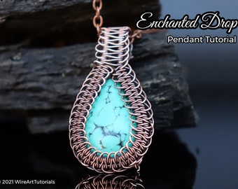 WireArtTutorials Enchanted Drop pendant, wire wrap tutorial,wrapping pattern,crystal DIY jewelry making, weaving,wire art tutorials by Erika