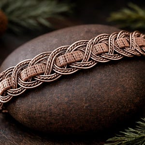 WireArtTutorials Women Whimsy braided bracelet wire wrap tutorial, pattern, DIY jewelry making, wrapping, weaving, braiding copper art image 2