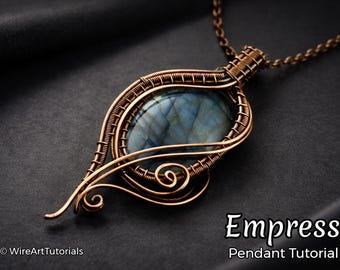 Keizerinhanger, zelfstudie draadwikkel, cabochonpatroon, doe-het-zelf sieraden maken, weven, stap voor stap kunstsieraden
