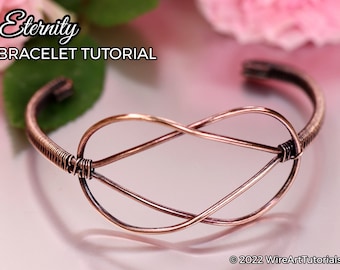 WireArtTutorials Eternity bracelet wire wrap tutorial, cabochon pattern, DIY jewelry making, wrapping, weaving, copper art tutorial