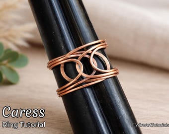 Wire wrap tutorial,wire wrapping pattern WireArtTutorials Caress ring, DIY jewelry,jewelry making,wire weaving,wire art tutorials