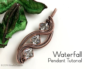 Wire wrap tutorial,wire wrapping pattern WireArtTutorials Waterfall pendant,DIY jewelry,jewelry making,wire weaving,wire art tutorials