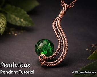 WireArtTutorials Pendulous bead pendant tutorial,wire wrap pattern, DIY jewellery making, weaving, wrapping, wire art tutorials, craft idea