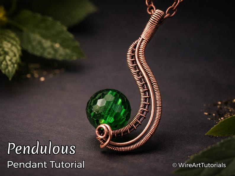 WireArtTutorials Pendulous bead pendant tutorial,wire wrap pattern, DIY jewellery making, weaving, wrapping, wire art tutorials, craft idea image 1