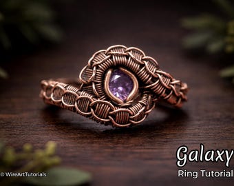 TUTORIAL Galaxy Ring PDF pattern,wire wrap weave jewelry,wrapping weaving,wrapped woven, copper DIY jewelry making, step by step pattern
